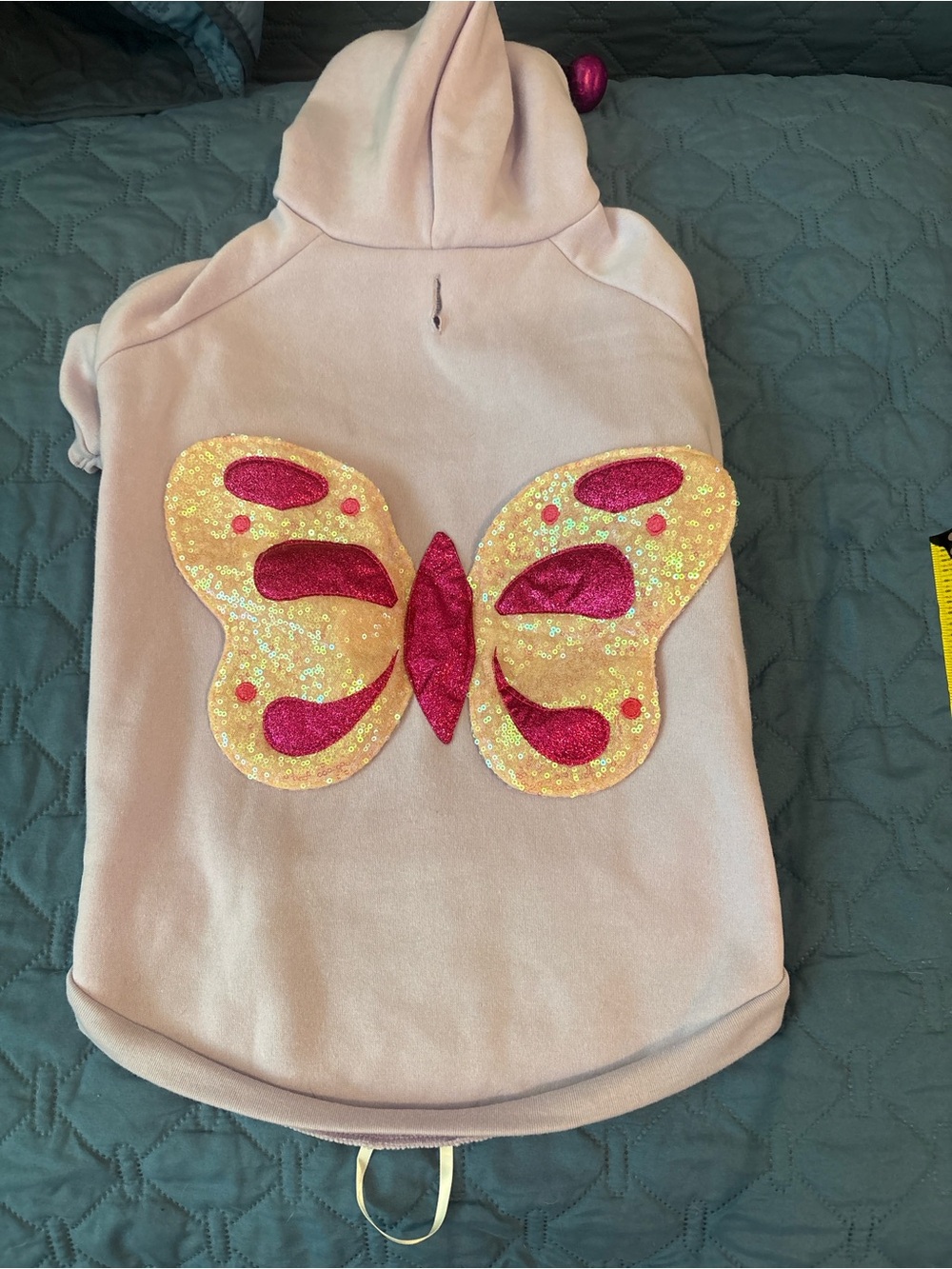 Top Paw Pink Dog Hoodie with Sparkling Butterfly Appliqué